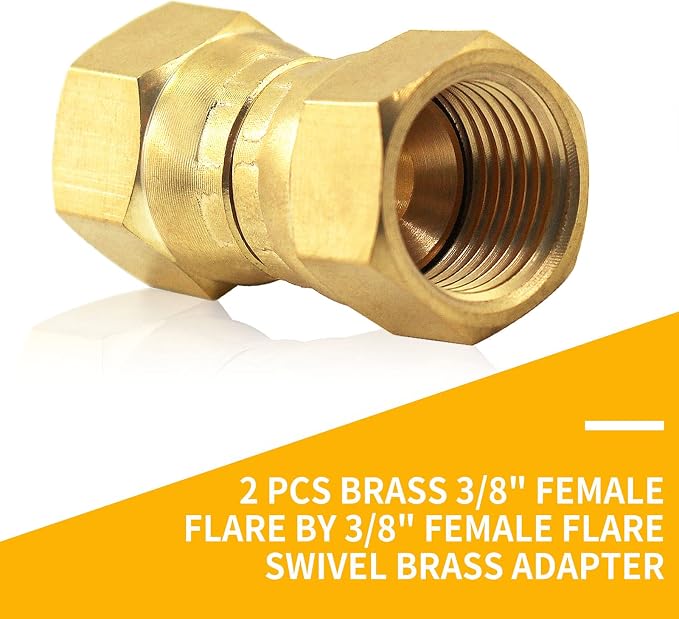 MENSI Brass 3/8" Female Flare by 3/8" Female Flare Swivel Brass Adapter Tube - Image 2