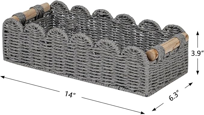 CubesLand Scalloped Toilet Paper Storage Basket W/Handle - Image 5