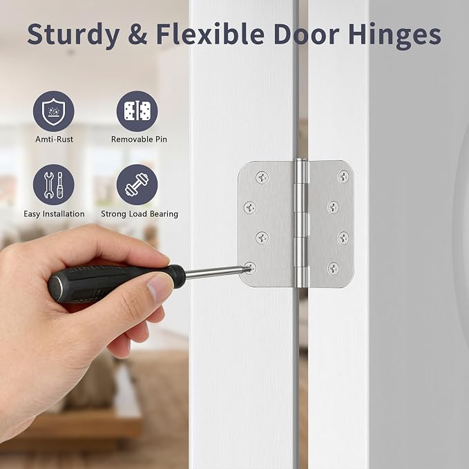 12 Pack Door Hinges 4 Inch, Brushed Nickel Hinges - Image 5