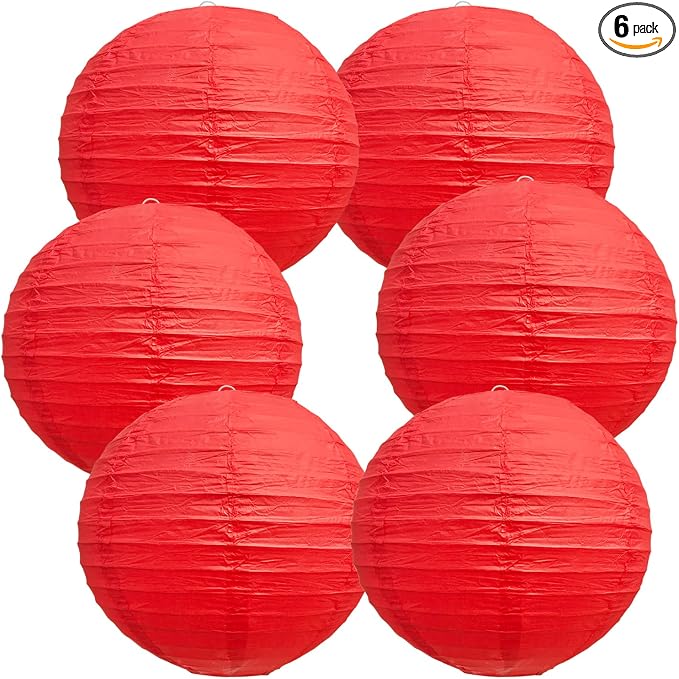 BEISHIDA 10 Inch Red Paper Lanterns 6 Packs Hanging Round Chinese Lantern | by Beishida