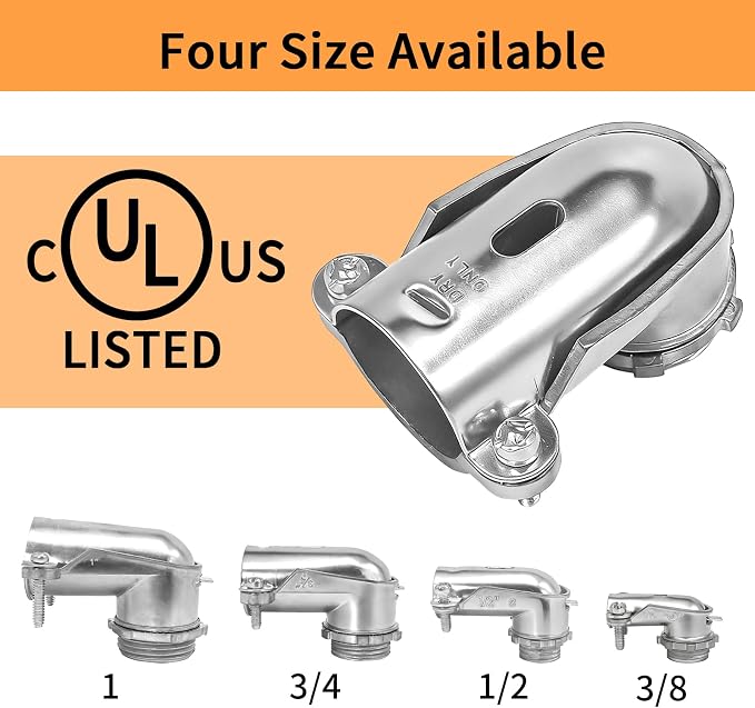 6 PCS 90° Squeeze Connectors AC/MC/Flex 3/8 90 Degree Elbow Cable Connector - Image 3