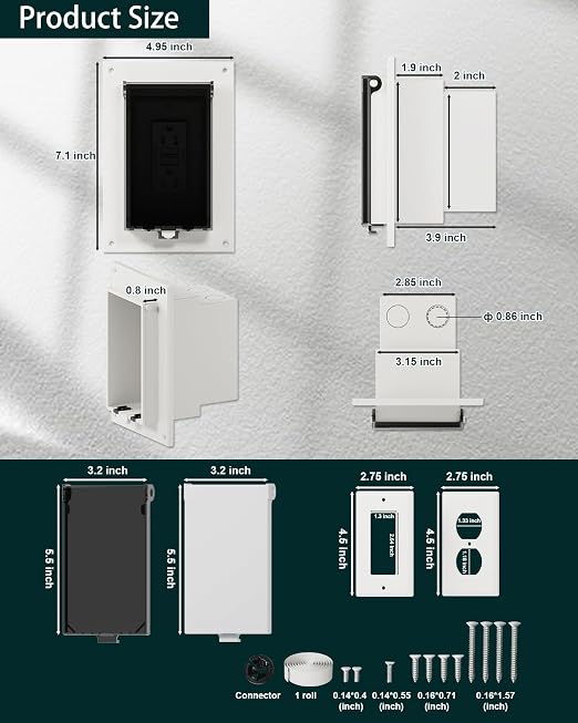 Recessed Outlet Box, DBVS1C-1 Low Profile Exterior Electrical Outlet Box - Image 2