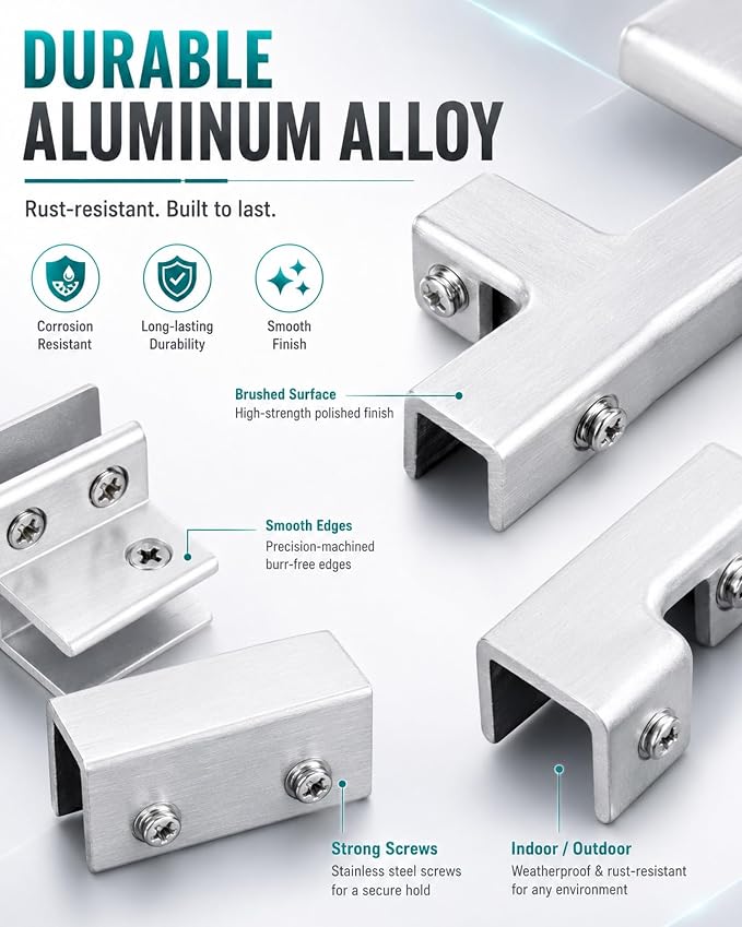 Aluminum Alloy Tile and Glass Clamp Bracket Fixed Corner Clip Positioning | L I - Image 3