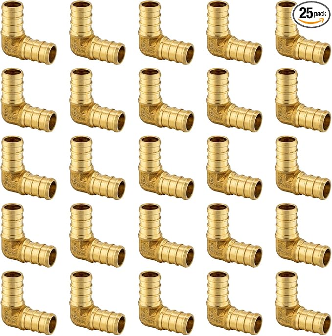 25 PACK EFIELD 1-Inch Pex Elbow Barb Crimp Brass Fitting | by EFIELDPEXTUBING