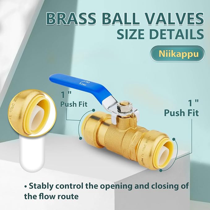 1" Ball Valves, 8 Pack Push Fit Shut Off Valves - Image 2