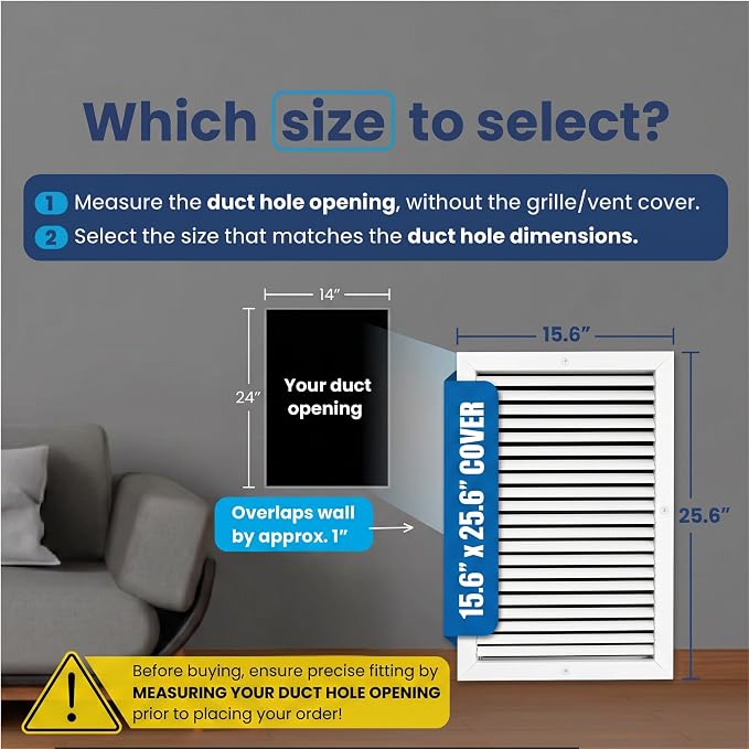 14x24 Aluminum Wall Ceiling Air Return Vent Cover HVAC Rustproof Grille - Image 2