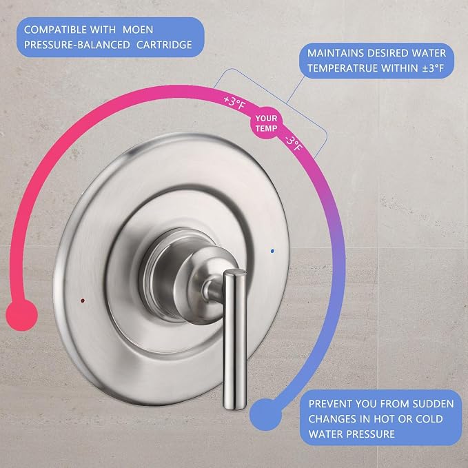 Shower Trim Kit for Moen T2901BN Brushed Nickel Shower Handle 2-Pack, Compatible - Image 5