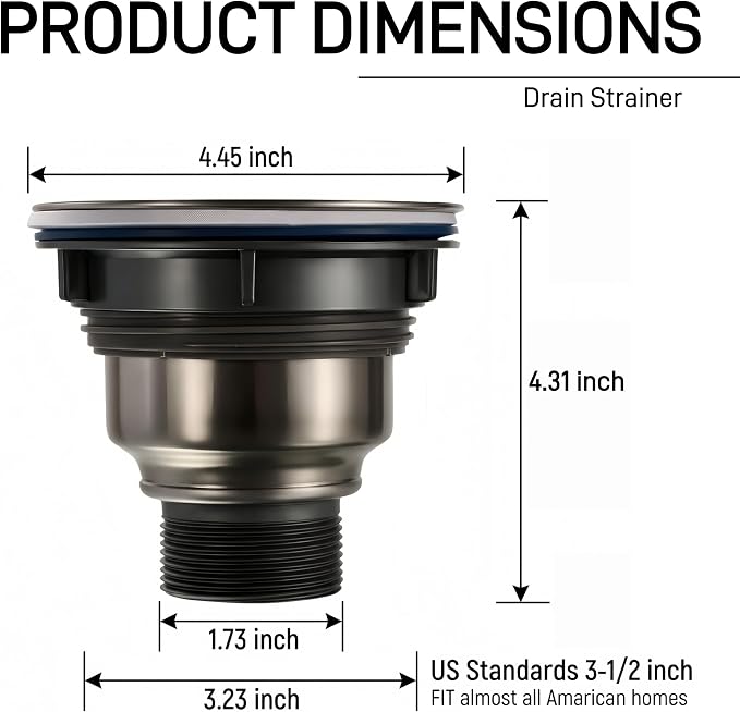 Kitchen Sink Drain Kit, 3-1/2 Inch Strainer - Image 5