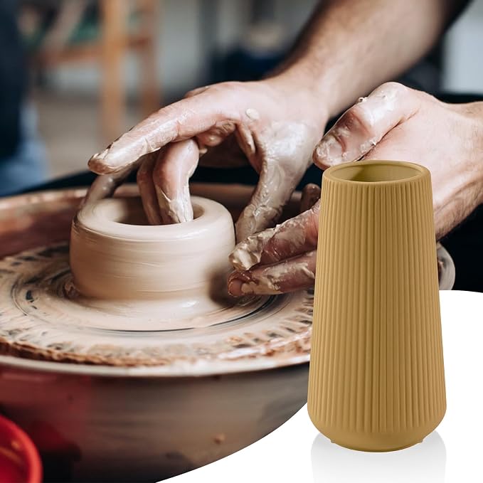 Milk Coffee Ceramic Vase, GUKJOB Small Cute Flower Vase - Image 7