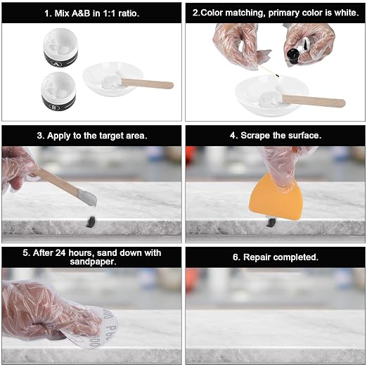 LANBOKIT Tile, Granite and Marble Repair Kit, 3.7 OZ Tub and Fiberglass Shower - Image 5