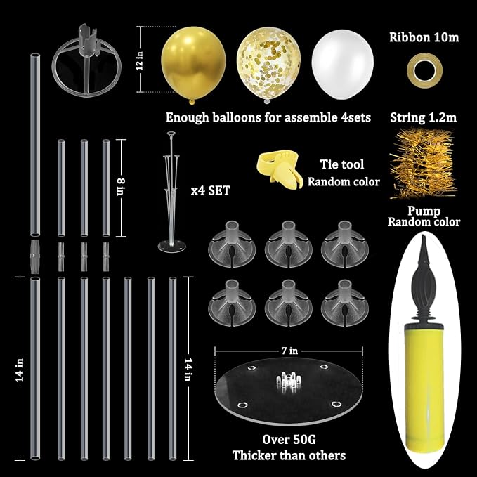 ZJDHPTY Gold Birthday Decorations, 4 Set Balloon Stand - Image 3