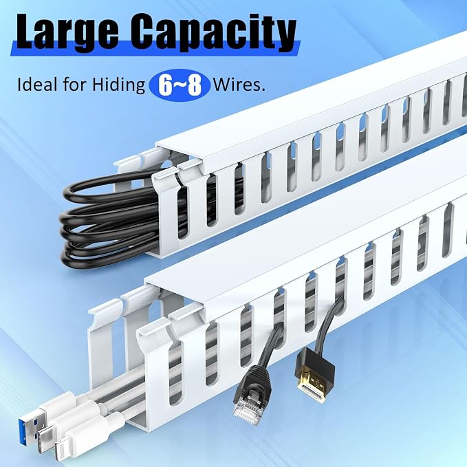 Open Slot Wiring Raceway Cable Duct, Cable Management Cord Track | 123" open - Image 3