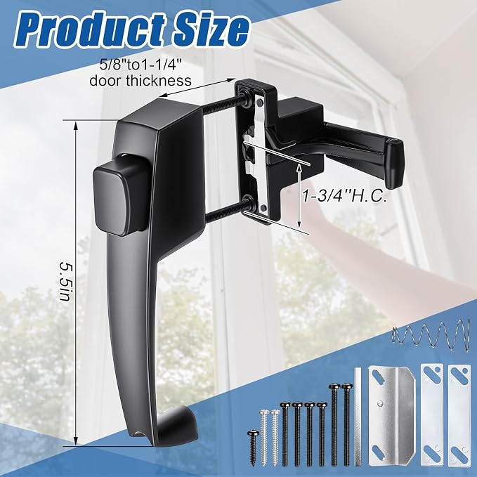 Novabright 2 Set Storm and Screen Door Handle, Button | Fits Doors 5/8 –1-1/4” - Image 2