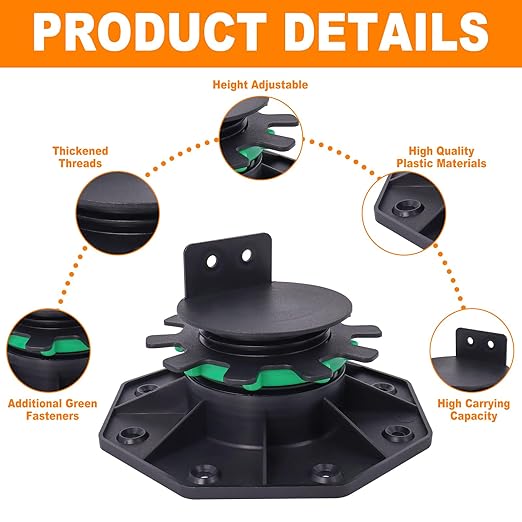 12 Pack Adjustable Deck Support Pedestals, 1-9/16" to 2-3/8" Height | Deck - Image 5