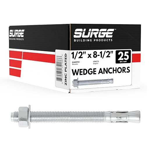 1/2" x 8-1/2" Zinc-Plated Wedge Anchors by SurgeBuildingProducts