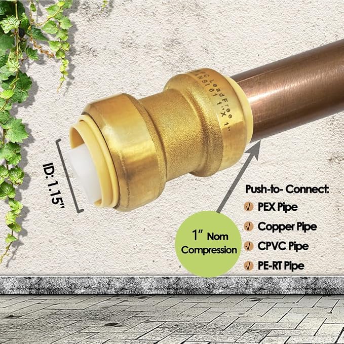 1" Pex fitting Straight Coupling Push Fit PEX Fittings, Push-to-Connect Copper - Image 7