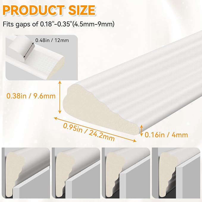 236" Wedge-Shaped Foam Window Seal Strip, Door Weather Stripping, Soundproof - Image 2