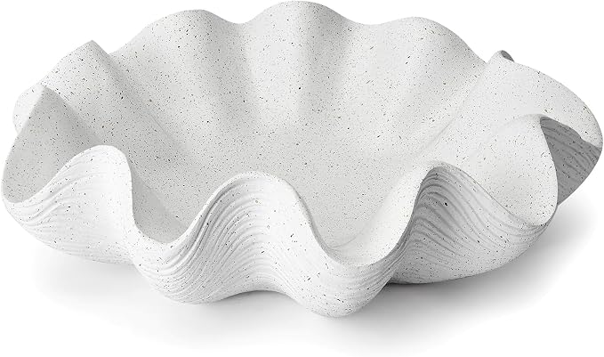 Scalloped Decorative Bowl Home Decor, 12.6" Shell Ruffle Fruit Bowl | Modern by KEWOOL