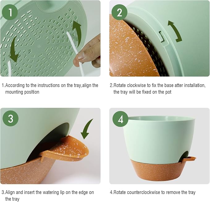 UOUZ 12 inch Large Self Watering Pots, Plastic Planters - Image 4