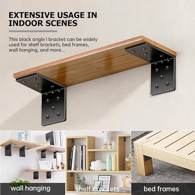 4 PCS Heavy Duty Steel Corner Brackets, DIY L Shelf Brackets, Metal Joint - Image 5