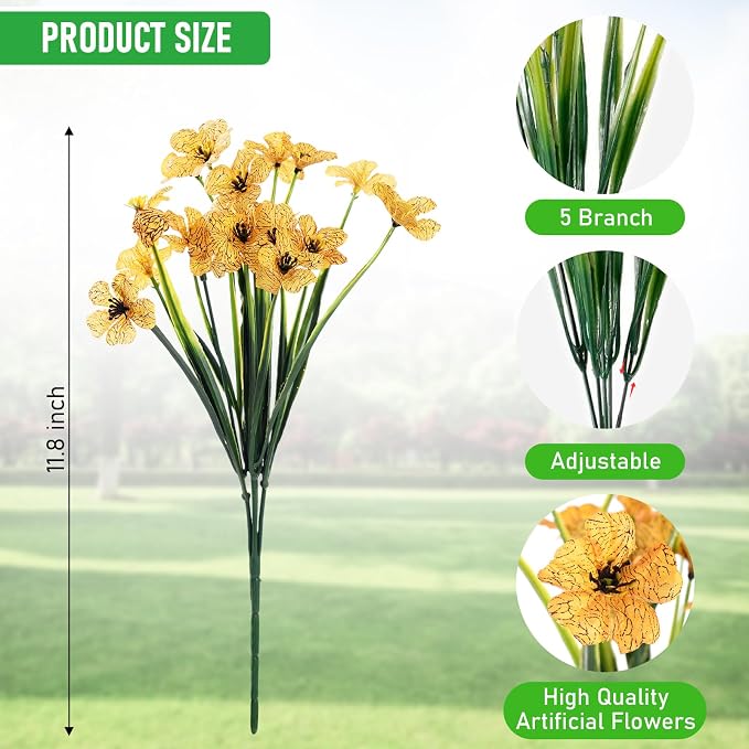 22 Bundles Artificial Flowers Outdoor, Faux Flowers UV Resistant - Image 8
