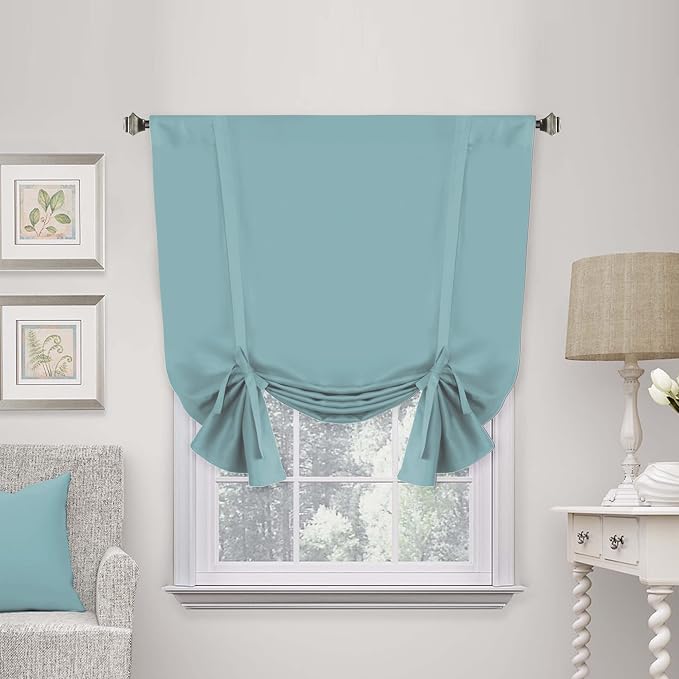 H.VERSAILTEX Blackout Tie Up Curtain Thermal Insulated Curtain Bathroom by HVERSAILTEX