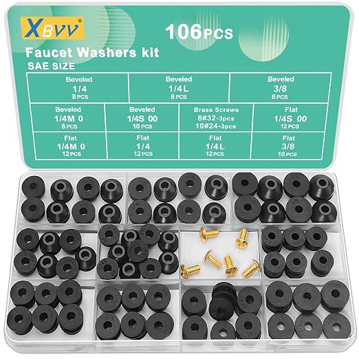 XBVV 106 PCS Faucet Washer Assortment Kit by XBVV