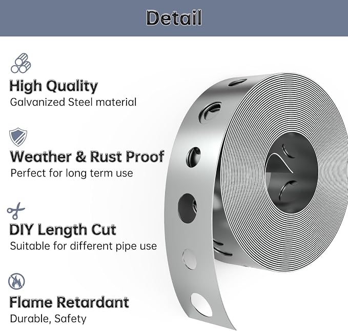 Galvanized Metal Pipe Strap 3/4-Inch x 100-Feet 24-Gauge | - Image 4