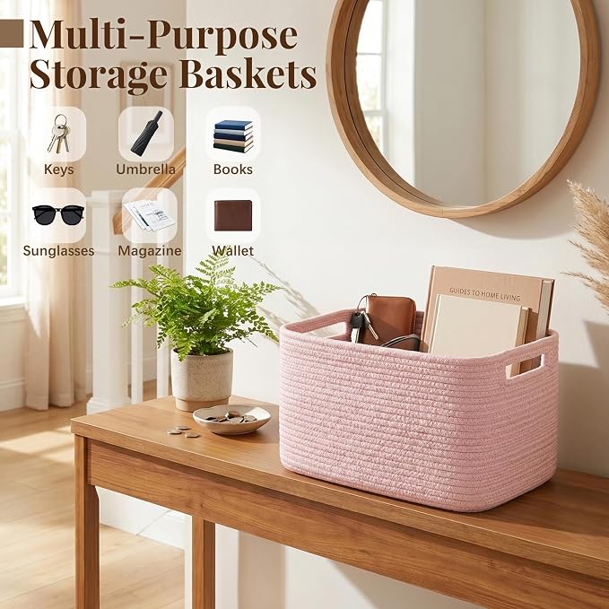OIASKET 4Packs Natural Cotton Rope Storage Baskets - Image 7