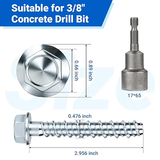 10PCS 3/8" x 3" Heavy Duty Concrete Anchors Screws Bolts - Image 2
