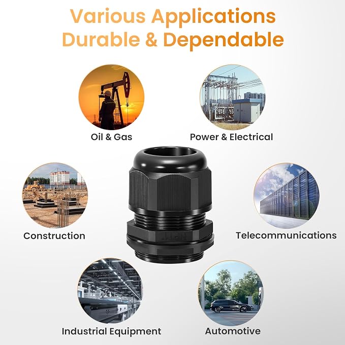 QILIPSU 20pcs 1" NPT Cable Gland Waterproof IP68 Nylon Cable Pass Through Cord - Image 7