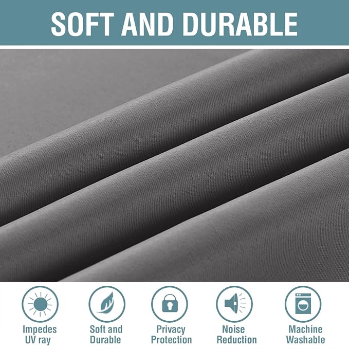 H.VERSAILTEX Premium Blackout Bedroom Curtains 84 Inches Long Gray Curtain - Image 4