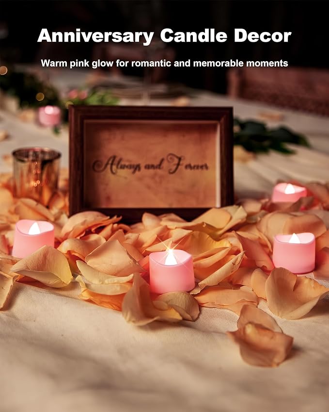 Homemory 12-Pack Pink Flameless Battery Tea Light Candles, 200+ Hours | - Image 4