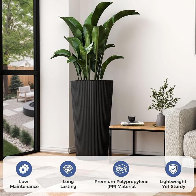 24" Tall Planters for Outdoor Plants Set of 2 - Image 8