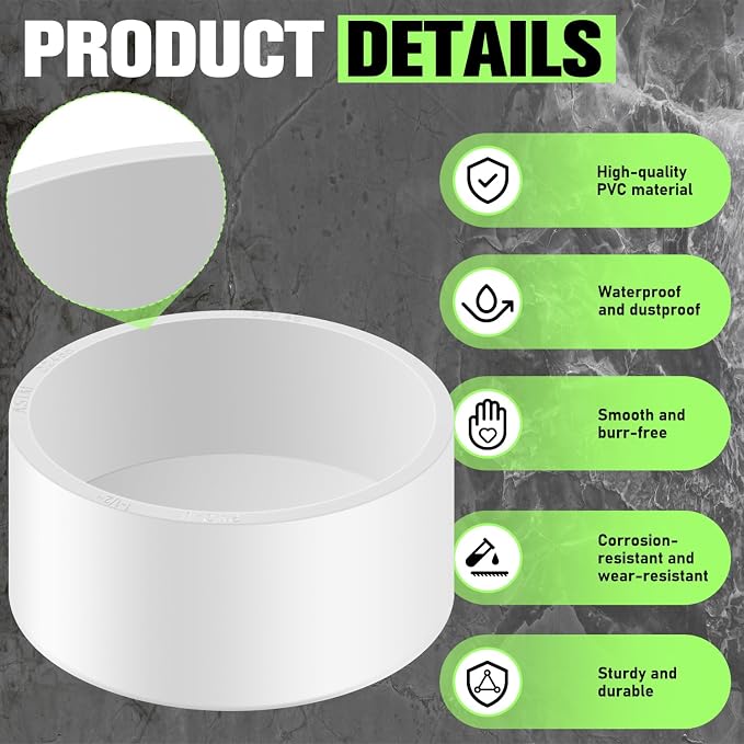 20 Packs 1-1/2 Inch PVC Pipe End Cap, Fits 1.9" OD Schedule SCH40 Furniture - Image 3