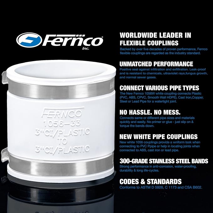 Fernco 1056-075 3/4-in. Flexible PVC Condensate Pipe Coupling - Image 3
