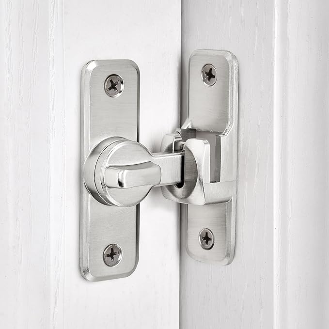 2 Pcs Silvery 90/180 Degree Flip Latch, Zinc Alloy Barn Door Latch | Right - Image 3