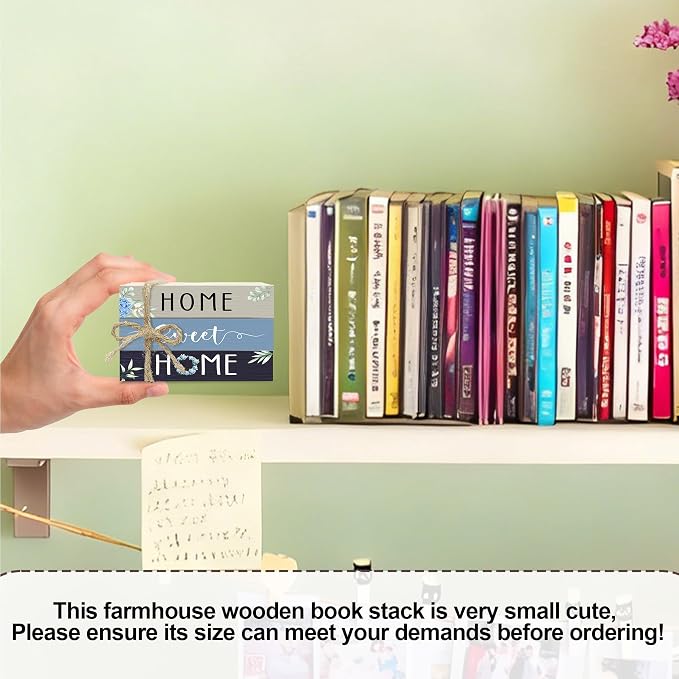 Mini Decorative Books For Home Decor, Small Wood Book Stack For Table Decor - Image 2