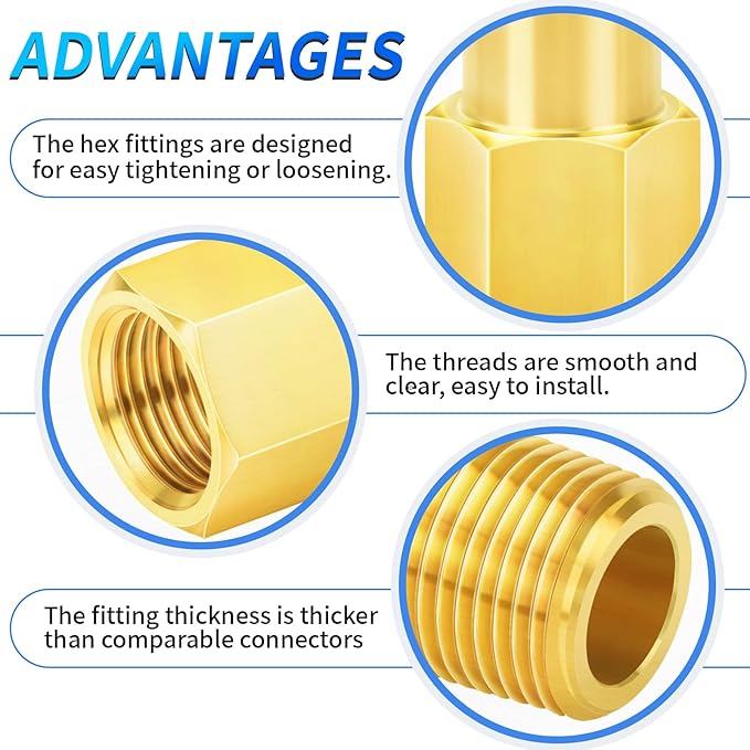 ChillWaves Brass Pipe Fitting, Long Nipple Pipe 1" NPT Male x 1" NPT Female - Image 4