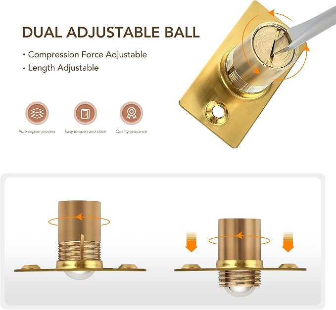 Ravinte Gold Door Ball Catch, Closet Door Latch Adjustable, 4 Pack | Solid - Image 5