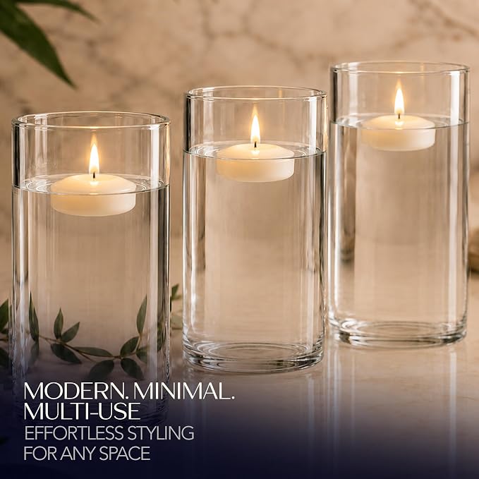 Royal Imports Glass Cylinder Flower Vase 10" Tall, Floating & Votive Candle - Image 5