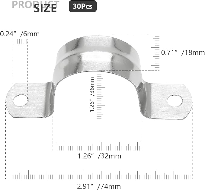 Bonsicoky M32 Rigid Pipe Strap, Stainless Steel, 0.71" Width, - Image 2