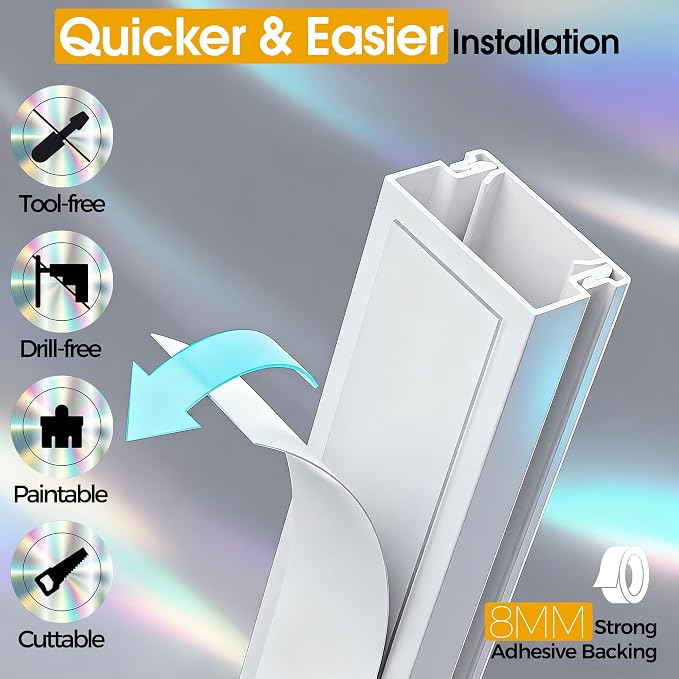 Wire Covers for Cords on Wall, 212.6in Cord Hider Wall, Cord Covers for 2-3 - Image 4