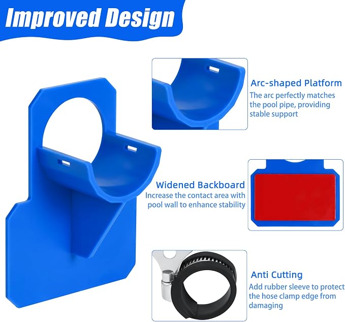 3 PCS Swimming Pool Pipe Holders, Upgraded Pool Hose Support Bracket Above - Image 3