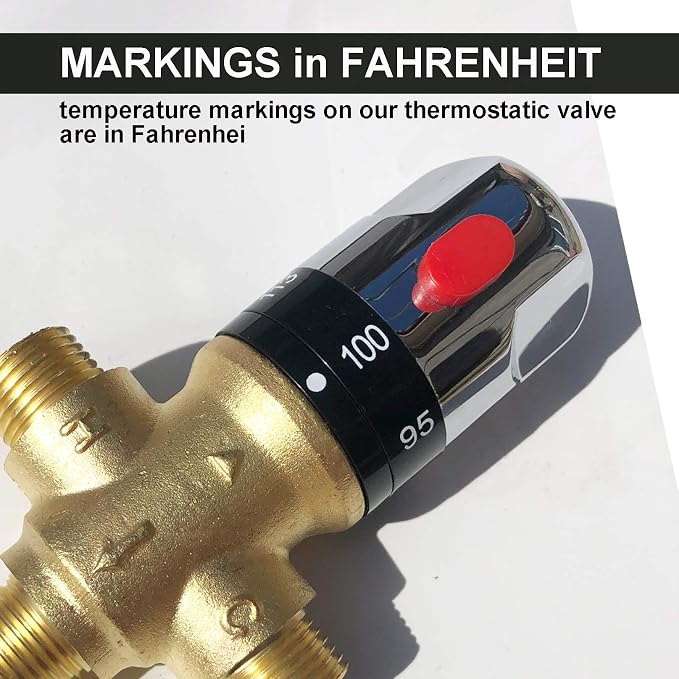 Thermostatic Mixing Valve with 1/2 NPT Male Connections, Water Temperature - Image 3