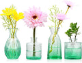 Glass Bud Vases Set of 4, Small Green Flower Vases by Mapoxy