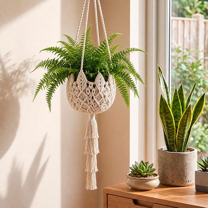 Shappy 1 Pack Boho Macrame Plant Hanger - Image 6