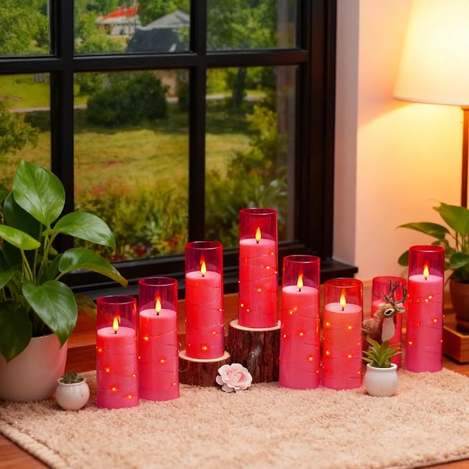 Eebuss Flameless Candles with Embedded Star String, Battery Operated LED Pillar - Image 6
