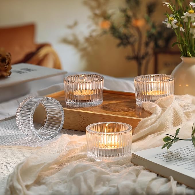 12 Pack Tealight Clear Candle Holders, Votive Tea Light Candle Holder | Table - Image 6