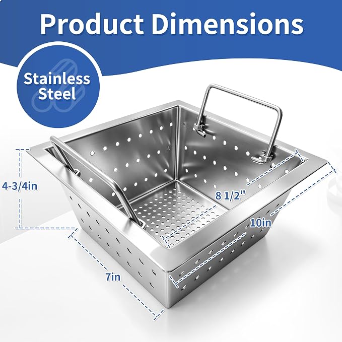 Commercial Floor Drain Strainer 10x10x5 Inch Stainless Steel Basket - Image 2